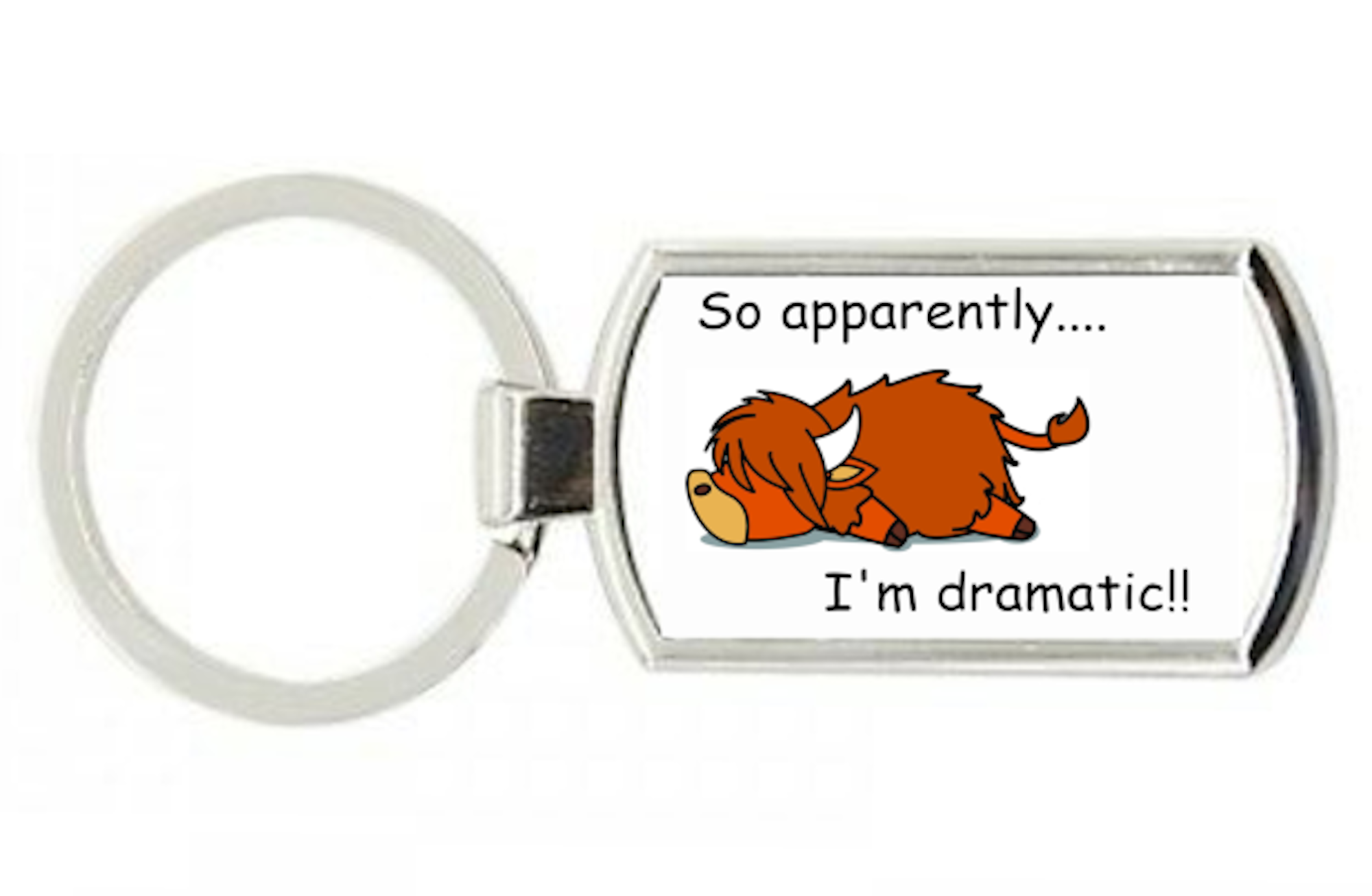 Highland Cow Rectangle Metal Keyring - So Apparently I'm ...
